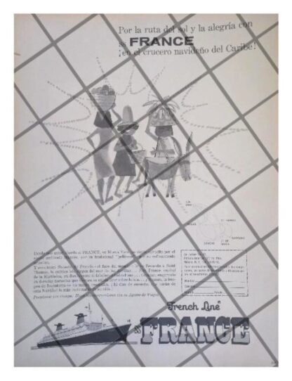 CARTEL RETRO CRUCEROS SS FRANCE 1964