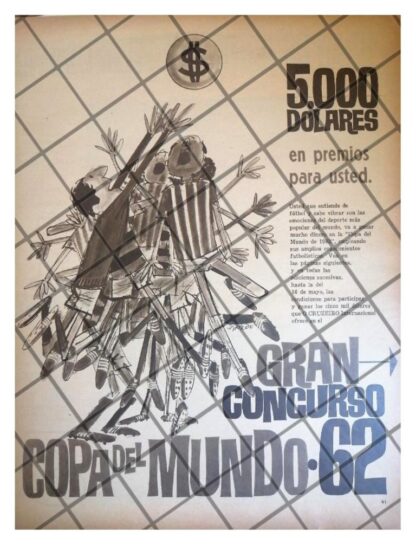 AFICHE RETRO. CONCURSO COPA MUNDIAL 1962 O´CRUZEIRO