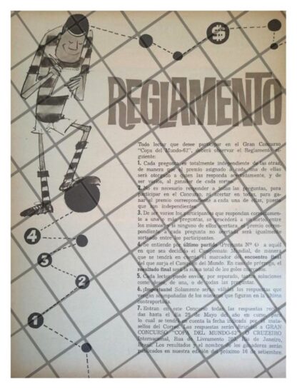 AFICHE RETRO. CONCURSO COPA MUNDIAL 1962 O´CRUZEIRO - Imagen 3