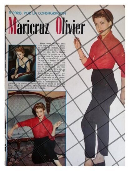 AFICHE RETRO INICIOS DE ACTRIZ. MARICRUZ OLIVIER 1956