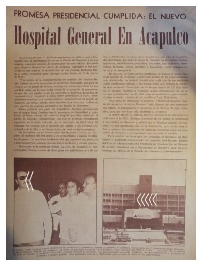 AFICHE ANTIGUO INAUGURAN HOSPITAL GENERAL ACAPULCO 1971