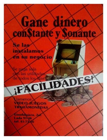 CARTEL PUBLICITARIO RETRO MAQUINAS DE ARCADE 1980s