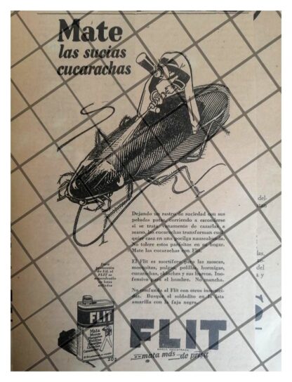 CARTEL PUBLICITARIO ANTIGUO INSECTICIDA FLIT 1930 -3