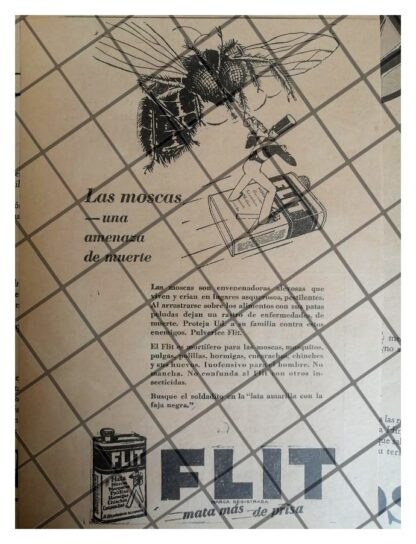 CARTEL PUBLICITARIO ANTIGUO INSECTICIDA FLIT 1930 -4