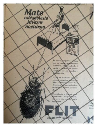 CARTEL PUBLICITARIO ANTIGUO INSECTICIDA FLIT 1931 -6