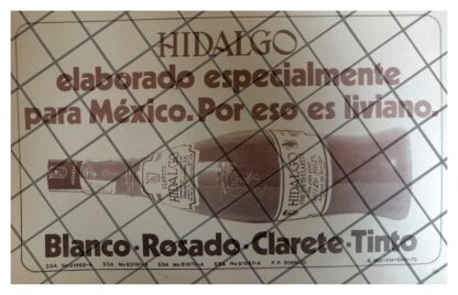 CARTEL PUBLICITARIO RETRO VINO BLANCO HIDALGO 1973