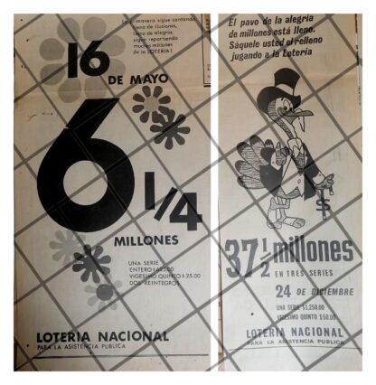 3 AFICHES ANTIGUOS LOTERIA NACIONAL 1895-1960s - Imagen 3