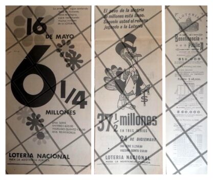 3 AFICHES ANTIGUOS LOTERIA NACIONAL 1895-1960s