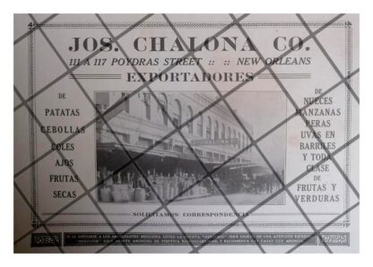 AFICHE PUBLICITARIO RETRO JOS CHALONA CO. 1913 RARE