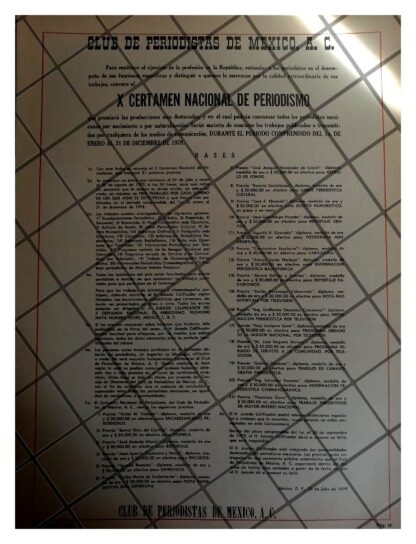 AFICHE  RETRO X CERTAMEN NACIONAL DE PERIODISMO 1979