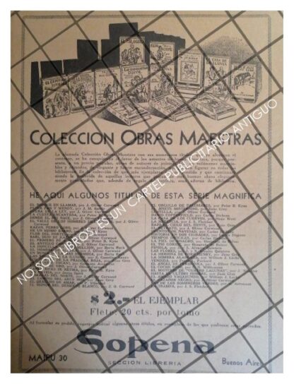 AFICHE PUBLICITARIO RETRO. EDITORIAL RAMON SOPENA 1929