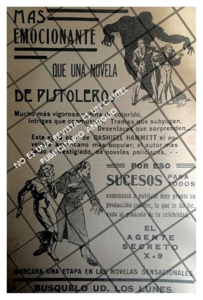 AFICHE PUBLICITARIO RETRO EL AGENTE SECRETO X-9 (NO ES REVISTA)