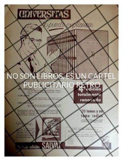 CARTEL PUBLICIDAD RETRO ENCICLOPEDIA UNIVERSITAS SALVAT 1955