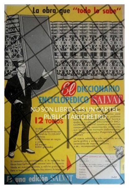 CARTEL PUBLICIDAD RETRO ENCICLOPEDIAS SALVAT 1956