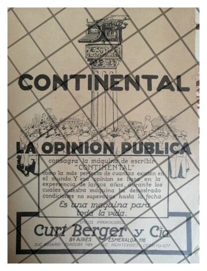 CARTEL PUBLICITARIO RETRO MAQUINA DE ESCRIBIR CONTINENTAL