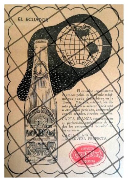 AFICHE PUBLICITARIO RETRO CERVEZA CARTA BLANCA 1940 /206