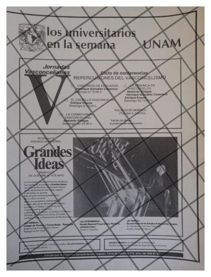 CARTEL ANTIGUO. UNAM. JORNADAS VASCONCELIANAS Y MAS 1982