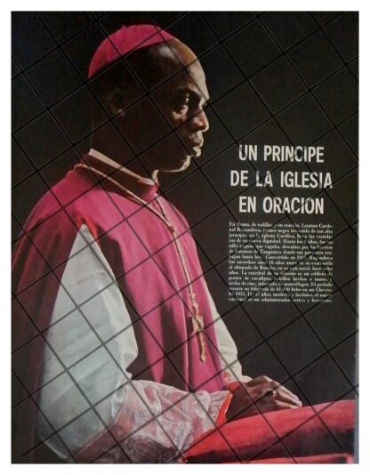 AFICHE RETRO LAURIAN RUGAMBWA PRIMER CARDENAL NEGRO