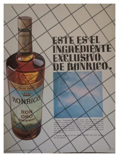 CARTEL PUBLICITARIO RETRO RONRICO RON ORO 1967 /4