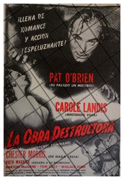 MINI AFICHE RETRO. PELICULA LA OBRA DESTRUCTORA 1944