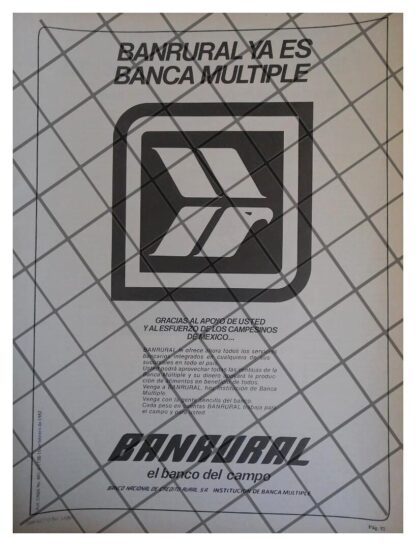 AFICHE RETRO BANCO BANRURAL 1982 /194