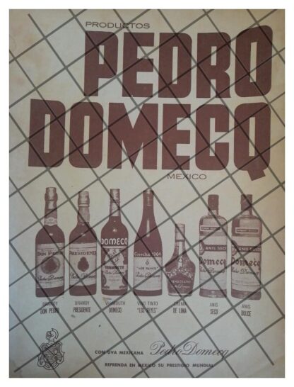 CARTEL PUBLICITARIO RETRO VINOS DOMECQ 1968 /9