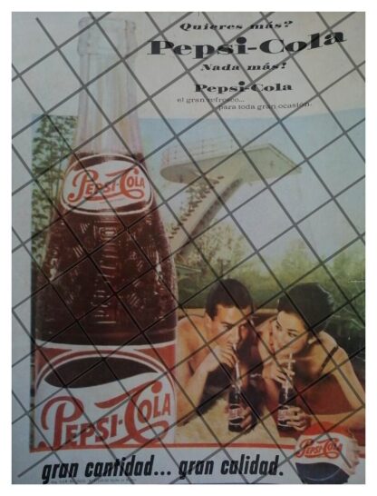 CARTEL PUBLICITARIO RETRO. PEPSI COLA 1974 / 77