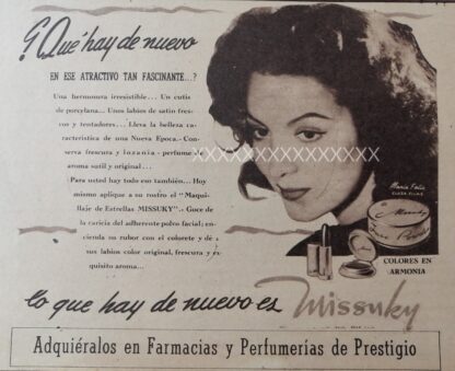 CARTEL ANTIGUO ORIGINAL DE . MARIA FELIX. COSMETICO MISSUKY 1940