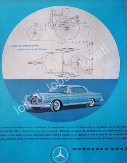 CARTEL ANTIGUO ORIGINAL DE AUTOS MERCEDES BENZ 75 ANIVERSARIO 220SE 1961 /294