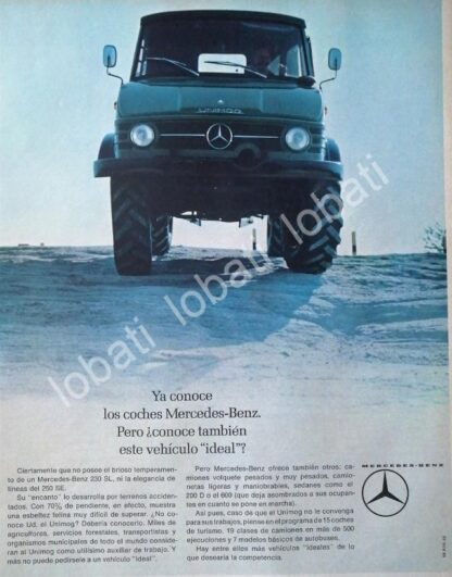 CARTEL ANTIGUO ORIGINAL DE AUTOS CAMIONES MERCEDES BENZ UNIMOG 1959 /278