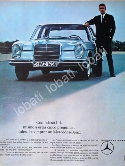 CARTEL ANTIGUO ORIGINAL DE AUTOS MERCEDES BENZ SERIE S 1961 /282