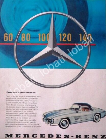 CARTEL ANTIGUO ORIGINAL DE AUTOS MERCEDES BENZ 190SL 1961 /293 / MUY RARO