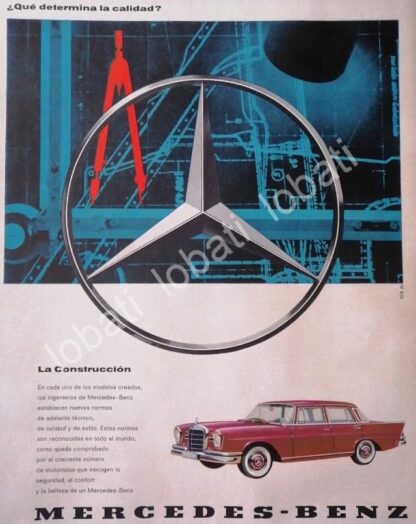 CARTEL ANTIGUO ORIGINAL DE AUTOS MERCEDES BENZ SERIE S 1961 /292 /RARO