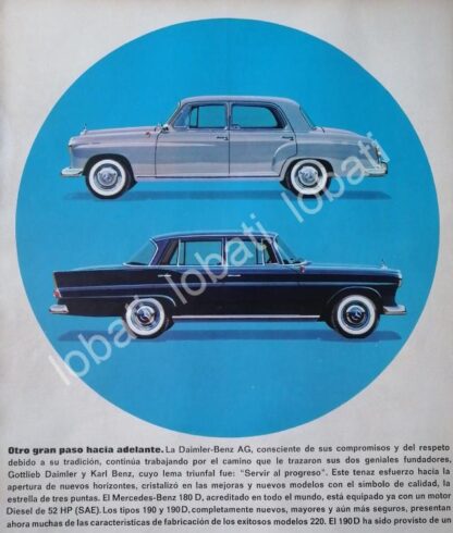 CARTEL ANTIGUO ORIGINAL DE AUTOS MERCEDES BENZ 180D 1961 /290