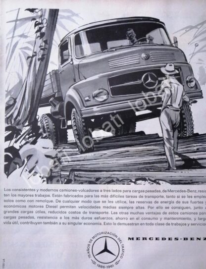 CARTEL ANTIGUO ORIGINAL DE AUTOS MERCEDES BENZ UNIMOG 1961 /287