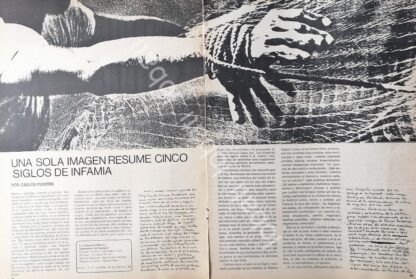 CARTEL ANTIGUO ORIGINAL DE NOTA EDITORIAL DE CARLOS FUENTES SONRE ENRIQUE BOSTELMANN 1970