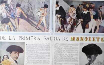 CARTEL ANTIGUO ORIGINAL DE EVOCACION. SALIDA AL RUEDO DE MANOLETE 1949 / TOROS