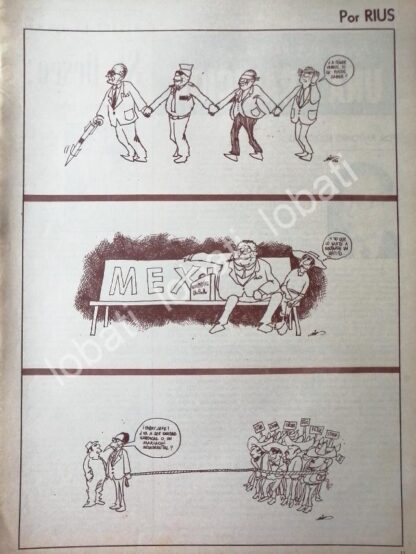 CARTEL ANTIGUO ORIGINAL DE CARICATURA RETRO DE RIUS. 1966 SATIRA POLITICA VARIOS