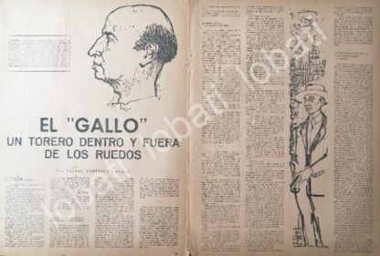 CARTEL ANTIGUO ORIGINAL DE ENTREVISTA A EL TORERO EL GALLO 1950s / TOROS