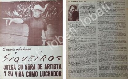 CARTEL ANTIGUO ORIGINAL DE ENTREVISTA A DAVID ALFARO SIQUEIROS 1971 / RARO