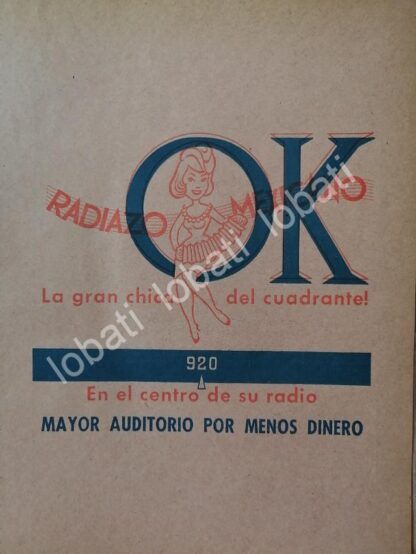 CARTEL ANTIGUO ORIGINAL DE RADIO DIFUSORA RADIO OK. 920. 1966 / 95