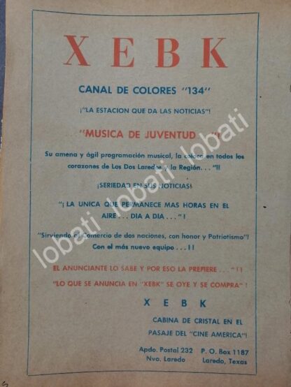 CARTEL ANTIGUO ORIGINAL DE RADIO DIFUSORA XEBK. SALTILLO 1963 /101