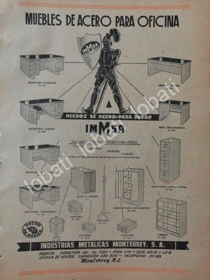 CARTEL ANTIGUO ORIGINAL DE IMMSA. INDUSTRIAS METALICAS MONTERREY 1952 /723