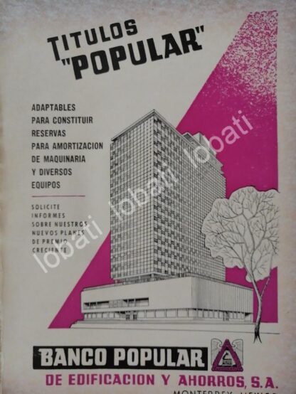 CARTEL ANTIGUO ORIGINAL DE BANCO POPULAR DE EDIFICACION Y NUEVO EDIFICIO 1966 /225