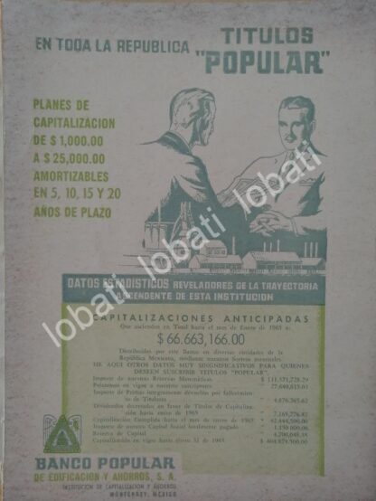 CARTEL ANTIGUO ORIGINAL DE BANCO POPULAR DE EDIFICACION Y AHORROS 1965 /227