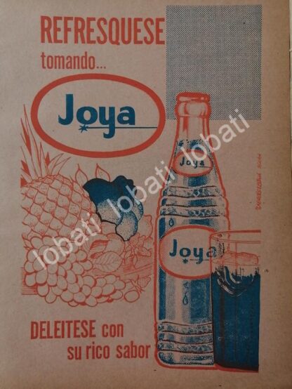 CARTEL ANTIGUO ORIGINAL DE REFRESCOS JOYA 1965 ( TOPO CHICO ) DIBUJO: VERASTEGUI. /224