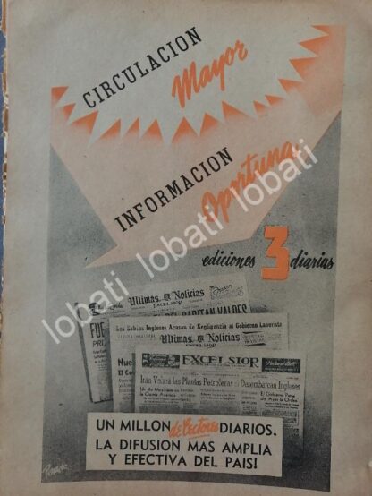 CARTEL ANTIGUO ORIGINAL DE PUBLICIDAD DEL DIARIO EXCELSIOR 1946 /75