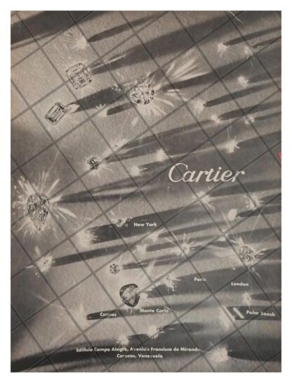 CARTEL PUBLICITARIO RETRO. DIAMANTES CARTIER 1958