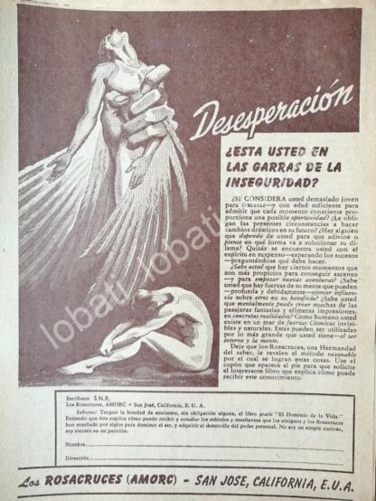 CARTEL ANTIGUO ORIGINAL DE CAMPAÑA DE LOS ROSACRUCES AMORC 1951 /196 / RLG