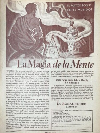 CARTEL ANTIGUO ORIGINAL DE CAMPAÑA DE LOS ROSACRUCES AMORC 1951 /195 / RLG